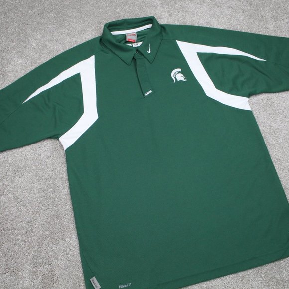 Nike Michigan State Polo Shirt Mens Medium Green Spartans FitDry Short Sleeve - Picture 5 of 12